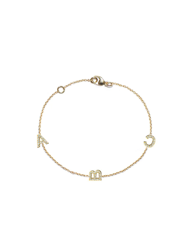 Customizable Love Letter Pavé Bracelet A to Z