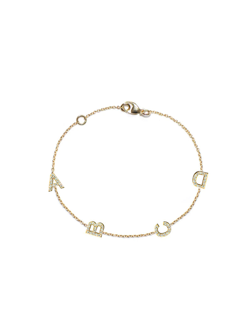 Customizable Love Letter Pavé Bracelet A to Z