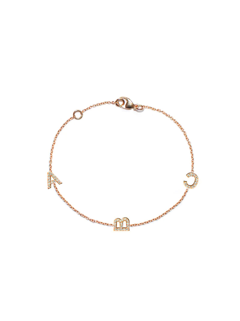 Customizable Love Letter Pavé Bracelet A to Z