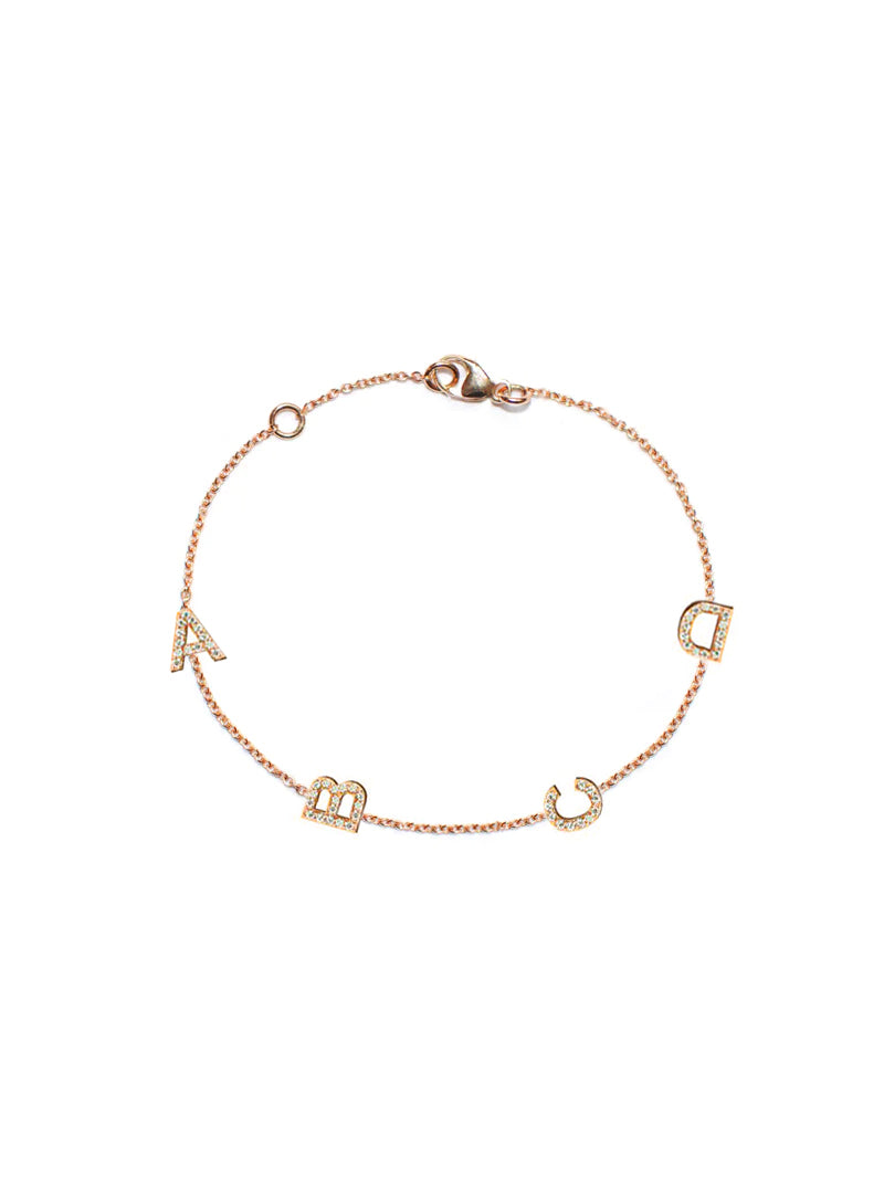 Customizable Love Letter Pavé Bracelet A to Z