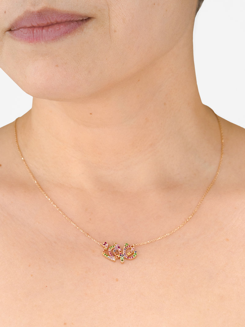 Love Letter Rainbow Pavé Script Necklace