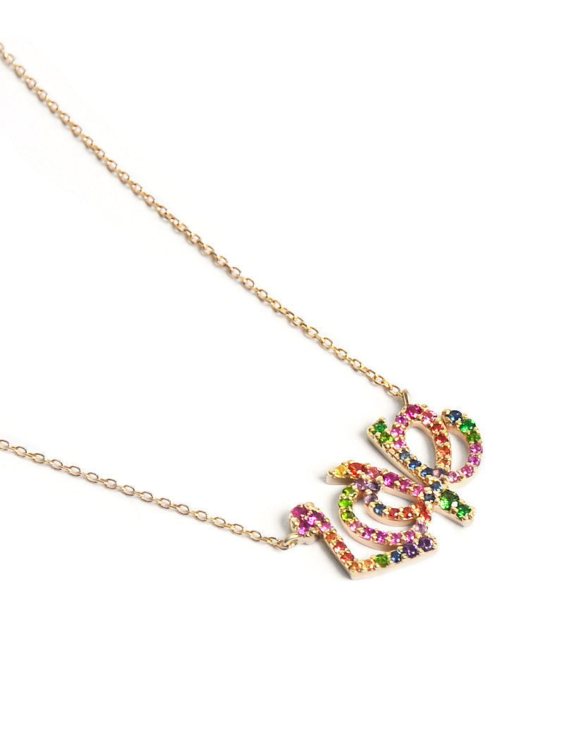 Love Letter Rainbow Pavé Script Necklace