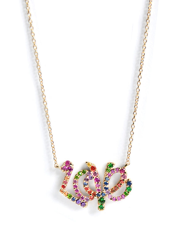 Love Letter Rainbow Pavé Script Necklace