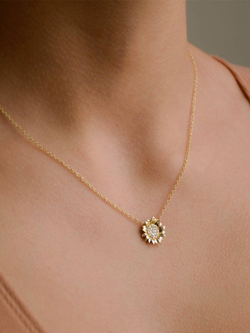 Mini Hope Sunflower Pavé Necklace