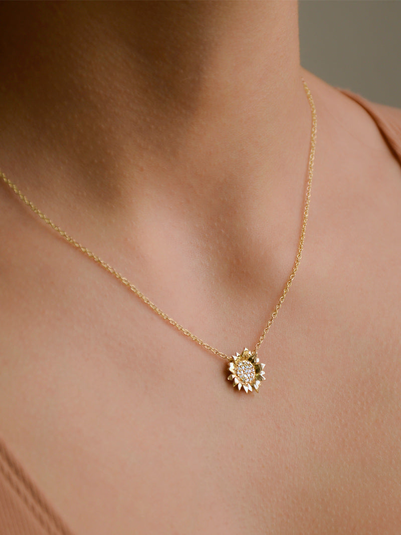 Hope Sunflower Pavé Necklace