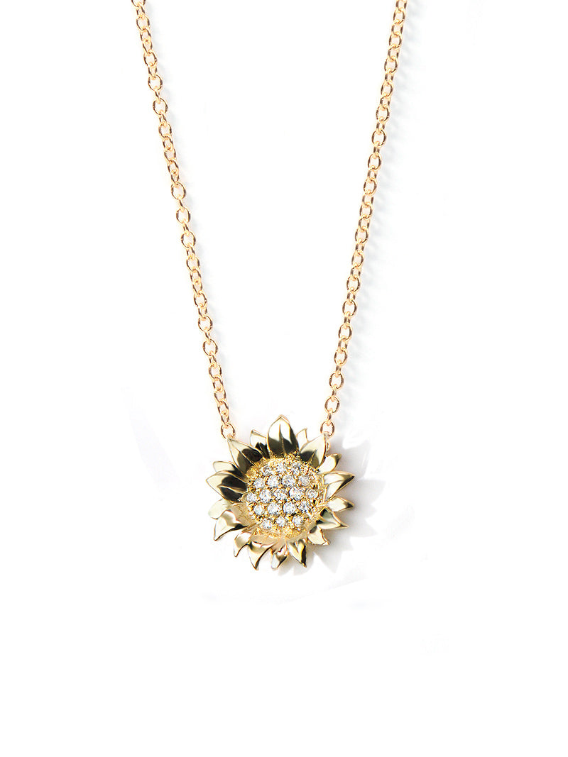 Mini Hope Sunflower Pavé Necklace