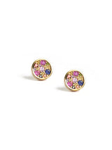 Round Cléo Pavé Multicolor Sapphire Studs