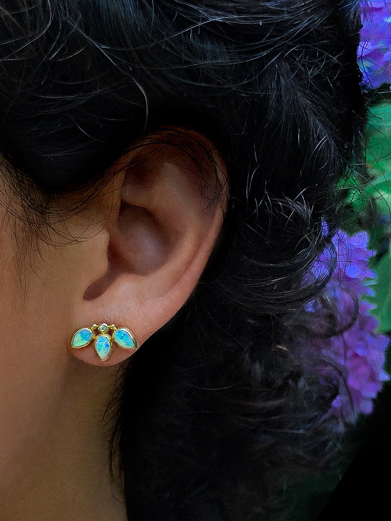 Bezel Bouquet Fan Studs