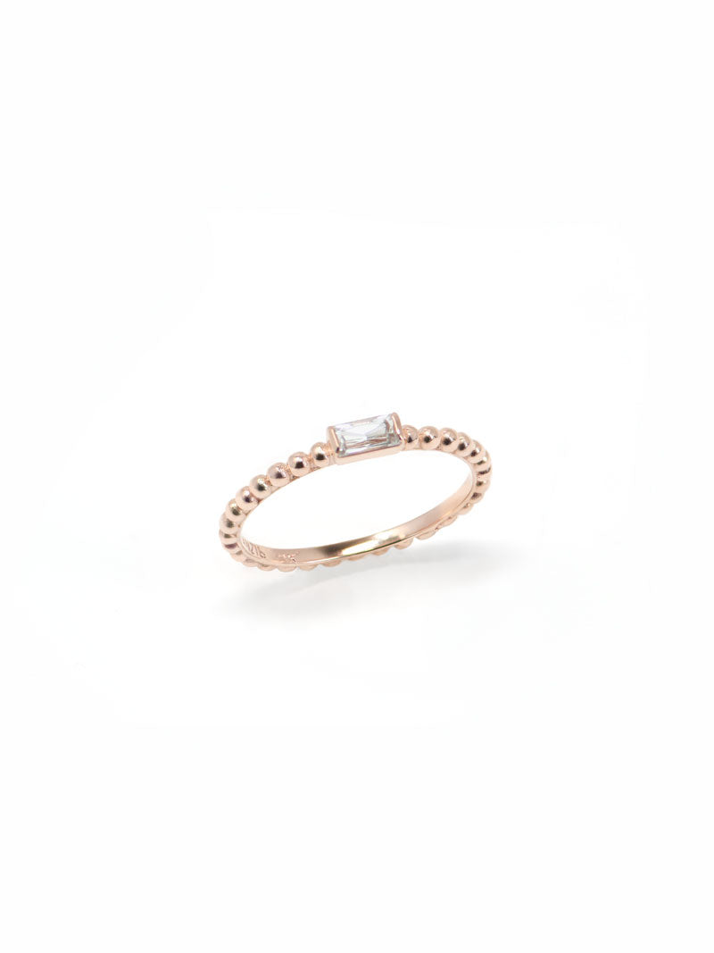 Dew Drop Baguette Stackable Ring
