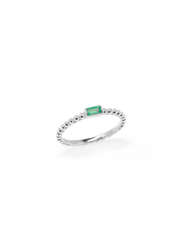 Dew Drop Baguette Stackable Ring