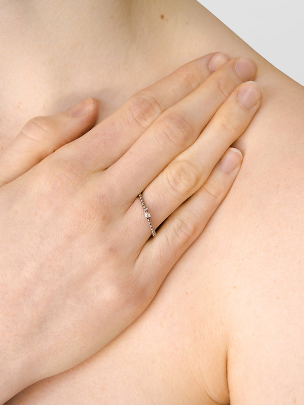 Dew Drop Baguette Stackable Ring