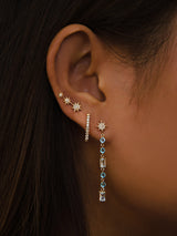Boucles d'oreilles baguette linéaire étoile polaire Aztec