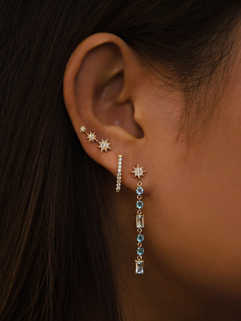 Boucles d'oreilles baguette linéaire étoile polaire Aztec