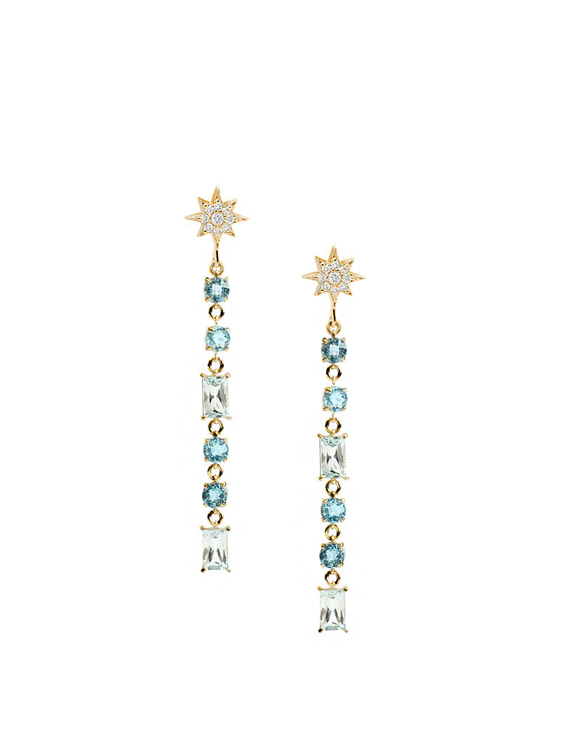 Boucles d'oreilles baguette linéaire étoile polaire Aztec