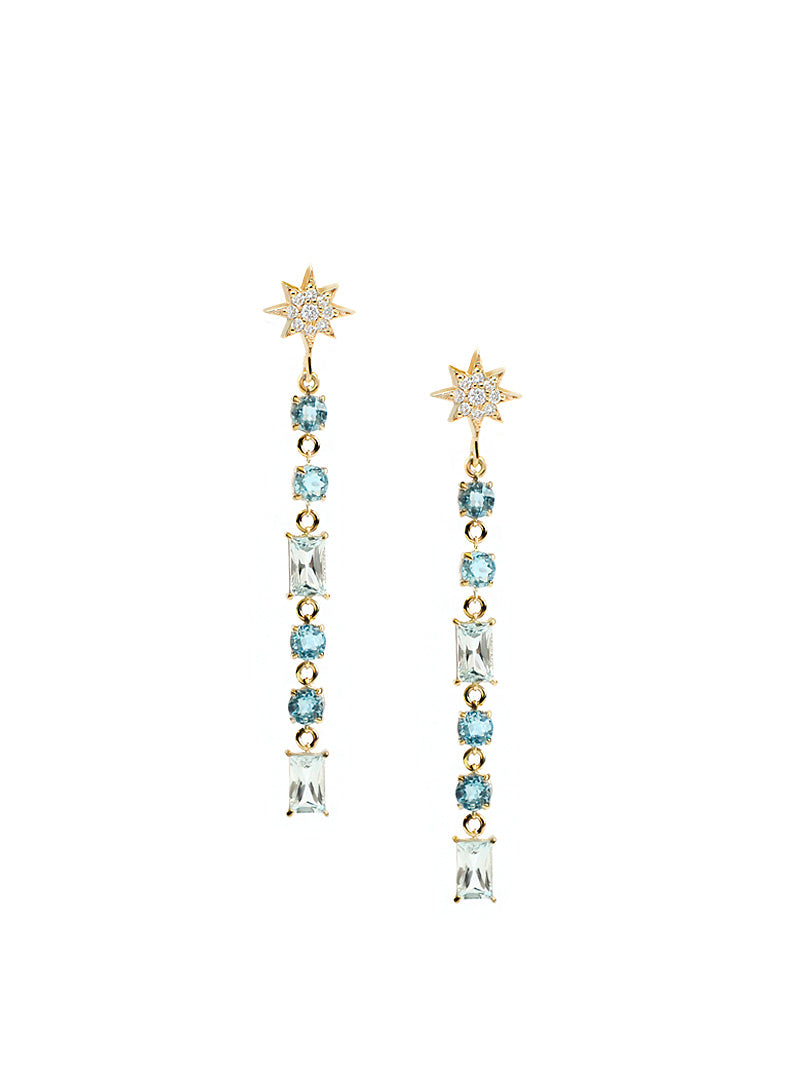 Aztec North Star Linear Baguette Earrings