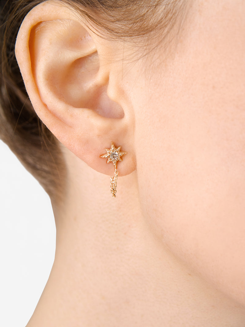 Boucles d’oreilles micro éclat d’étoile avec chaîne Aztec
