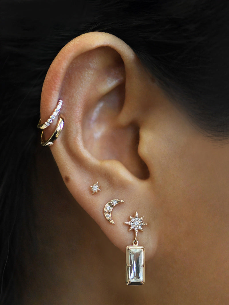 Aztec North Star Baguette Earrings