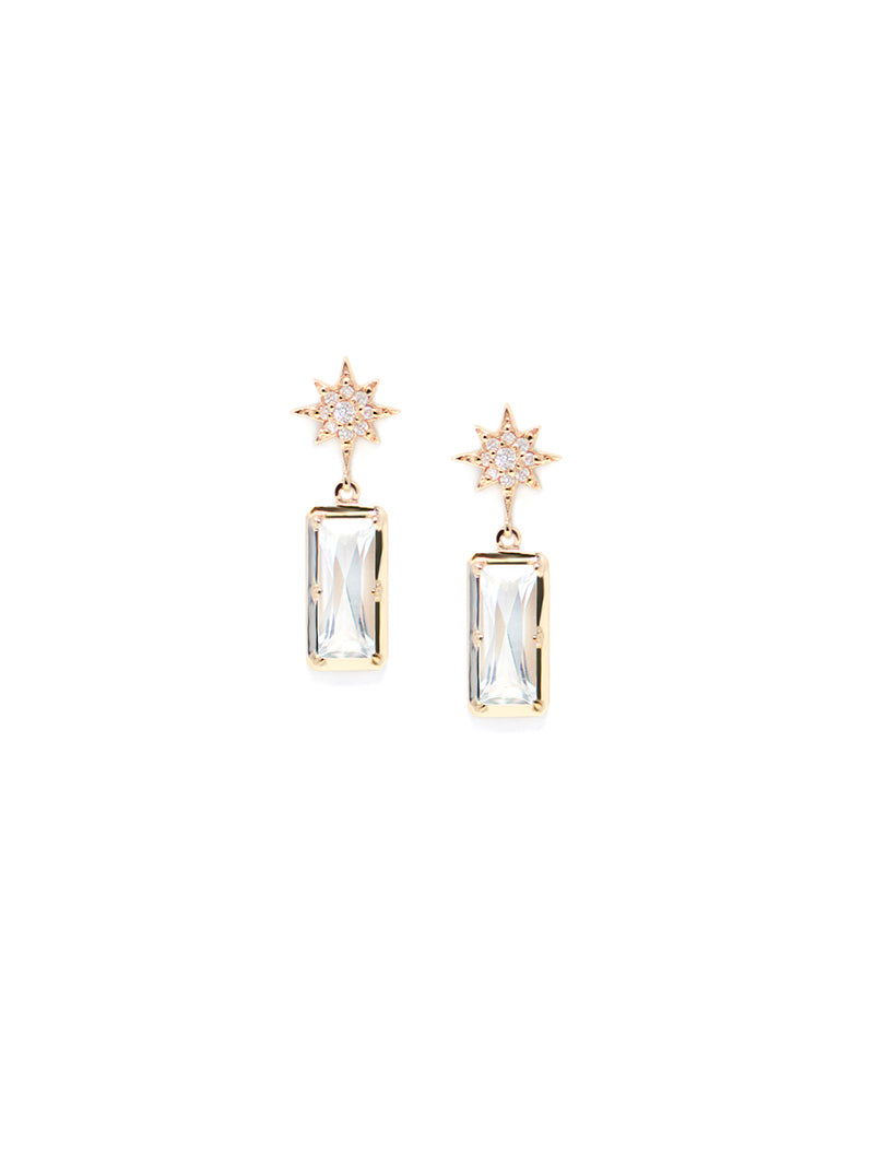 Aztec North Star Baguette Earrings
