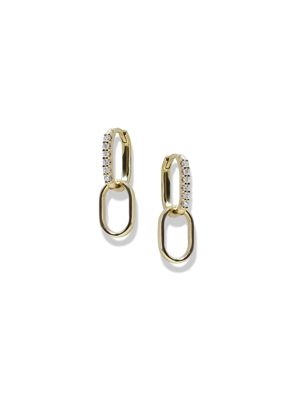 Créoles Doubles en Trombone Pavée de Diamants Classique