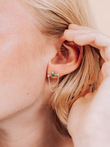 Boucles d’Oreilles Pendantes Barre Émeraude Cléo