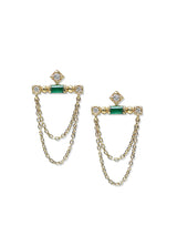 Boucles d’Oreilles Pendantes Barre Émeraude Cléo