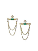 Emerald and Diamond Cléo Bar Chain Earrings