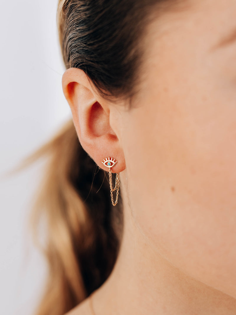 Boucles d’Oreilles Cil de Mauvais Turquoise 