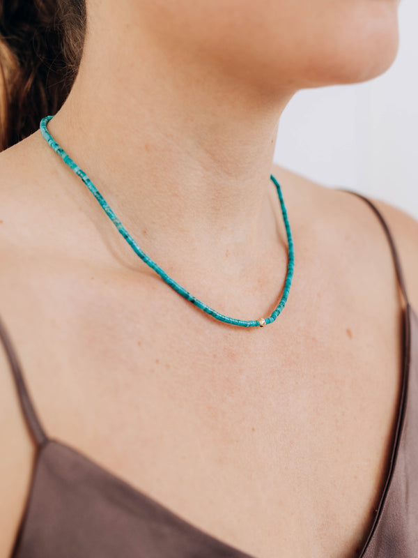 Bohème Turquoise Heishe Rondelle Necklace