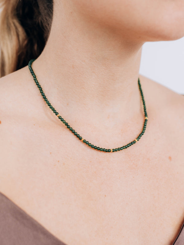 Bohème Dark Green Jade Necklace