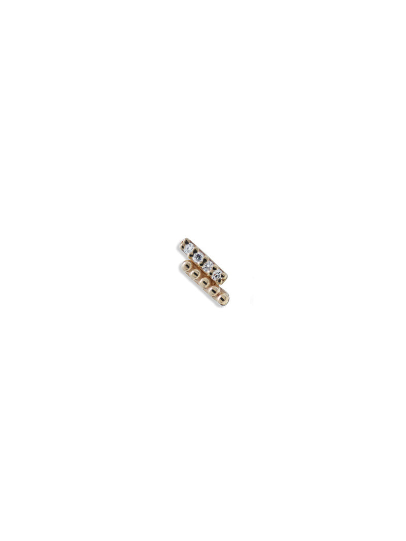 Dew Drop Diamond and Gold Two Row Studs