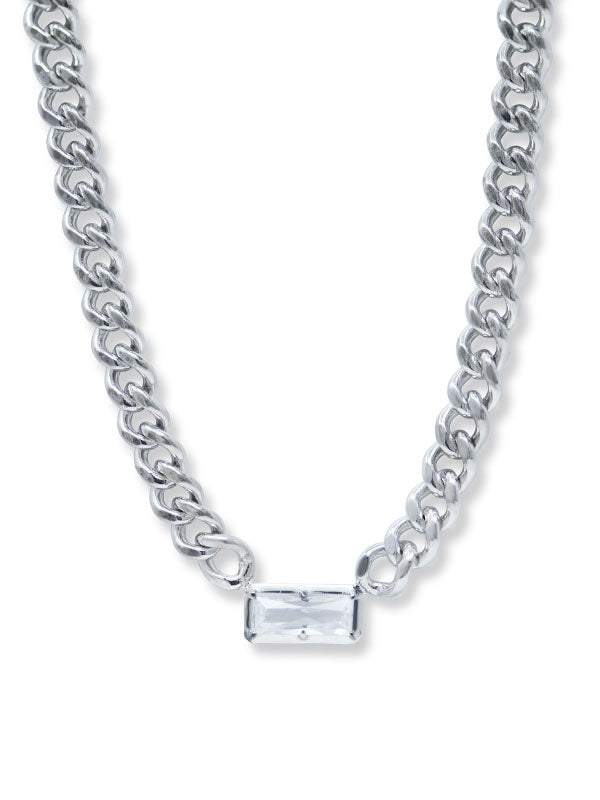 Cléo Carré Curb Baguette Necklace