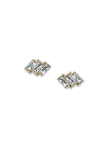 Clear Topaz Triple Carré Studs