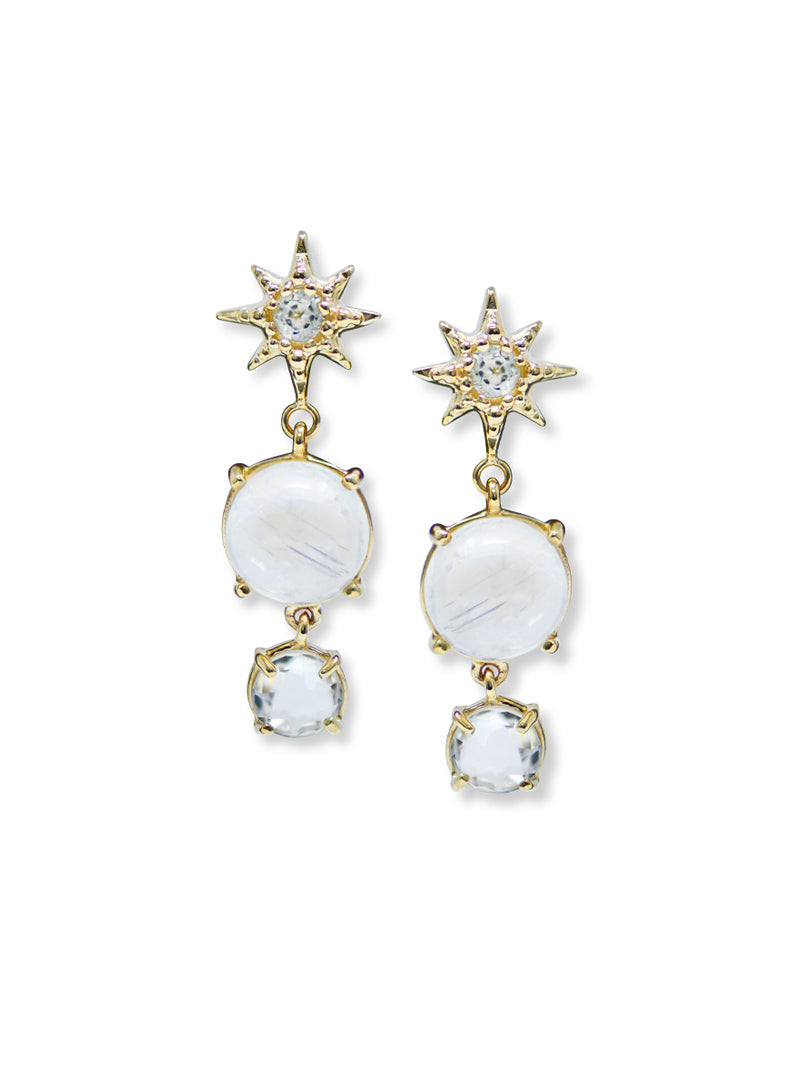 Aztec Luna Moonstone Drop Earring