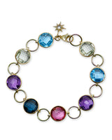 Classique Multicolor Gemstone Bezel Lifesaver Link Bracelet