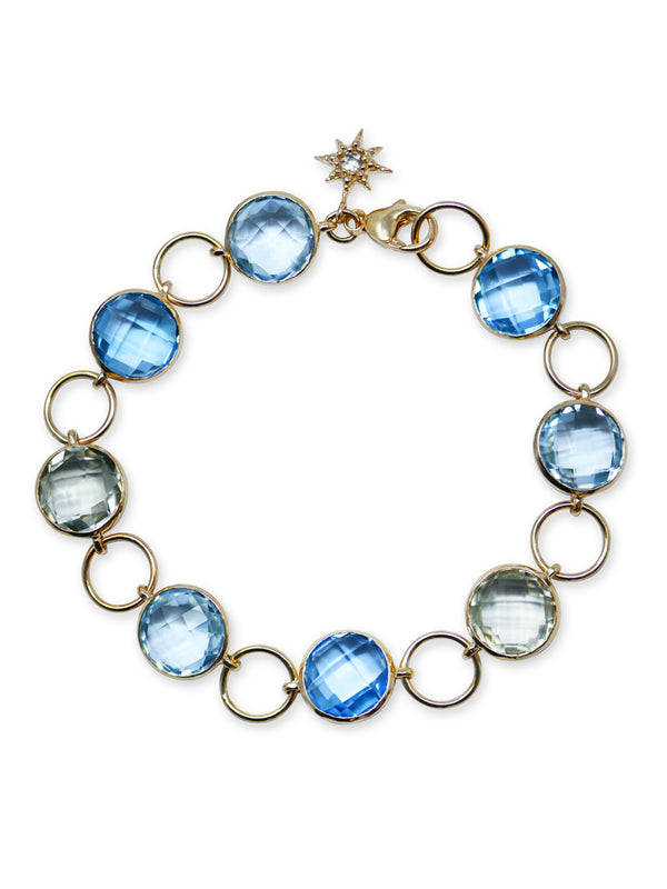 Classique Multicolor Gemstone Bezel Lifesaver Link Bracelet