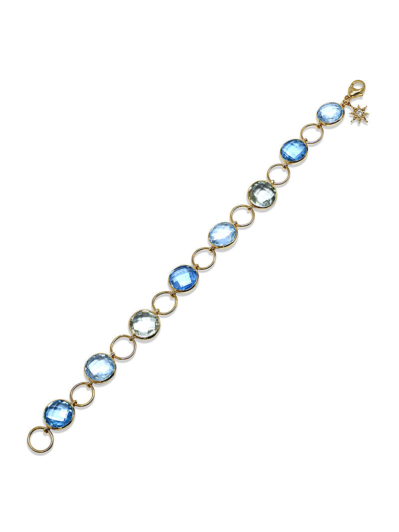 Classique Multicolor Gemstone Bezel Link Bracelet