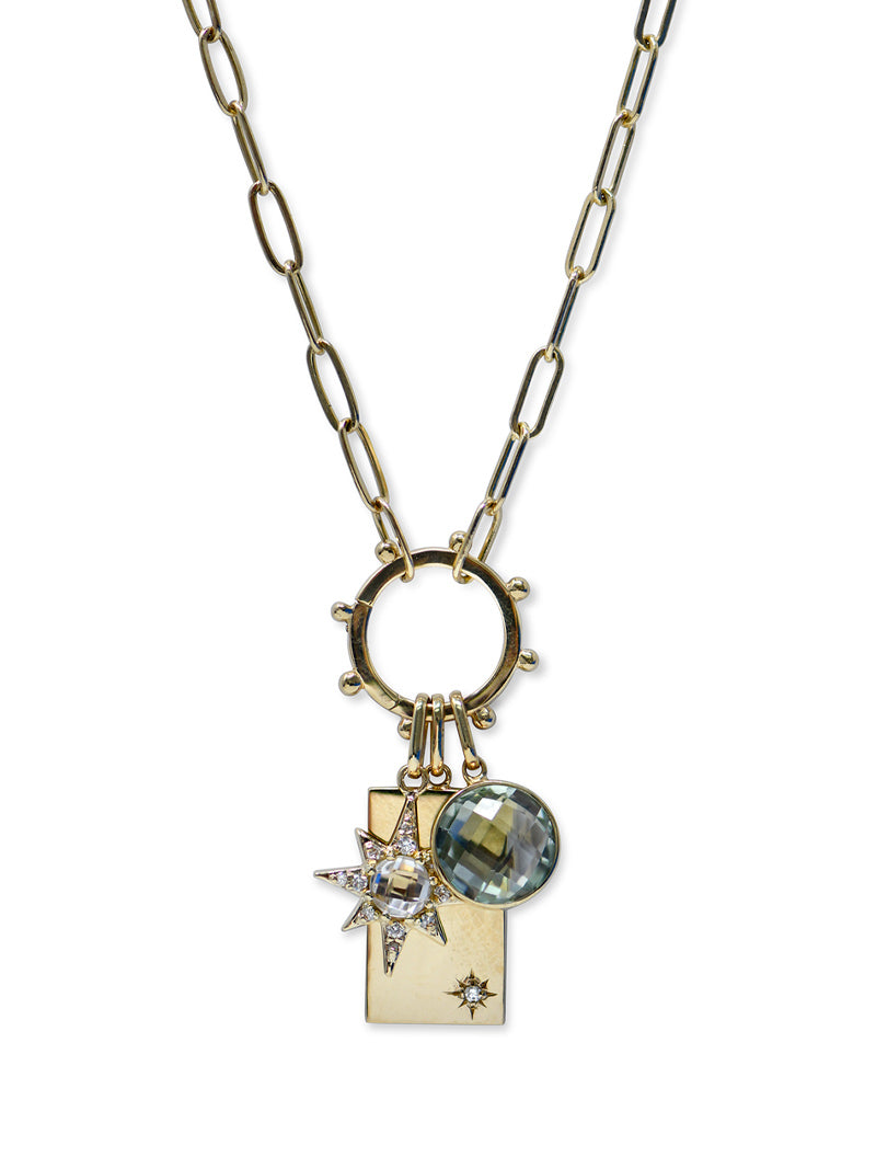 Collier Clip Rehausseur avec Éclat d'étoile et Améthyste Verte