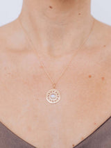 Aztec Gold and Moonstone Mini Mayan Medallion