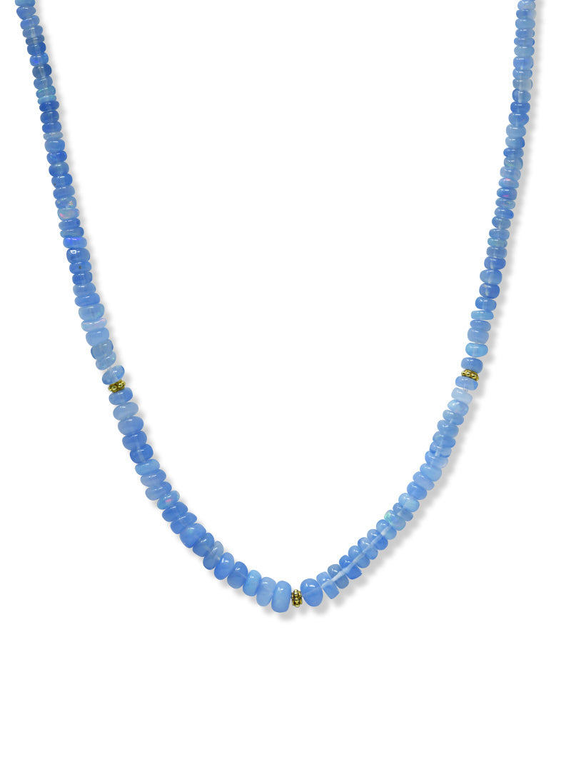 Collier Bohème à Rondelles Opale Lavande Lisse