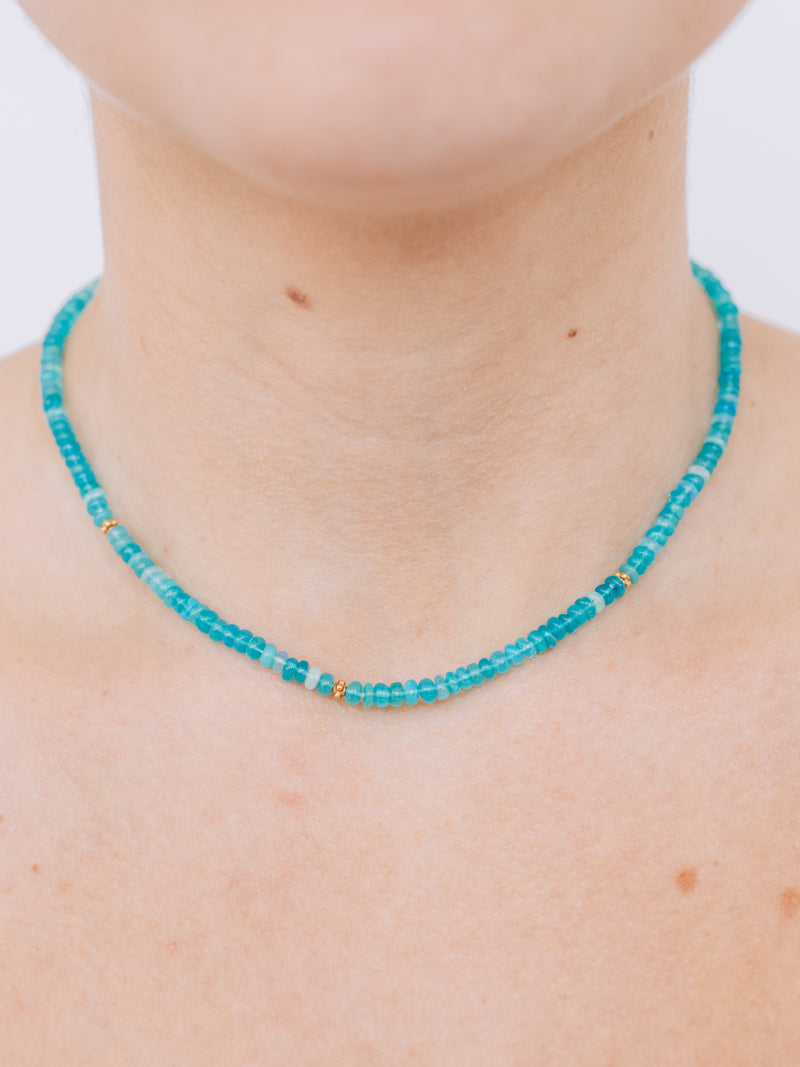 Bohème Smooth Paraiba Opal Rondelle Necklace