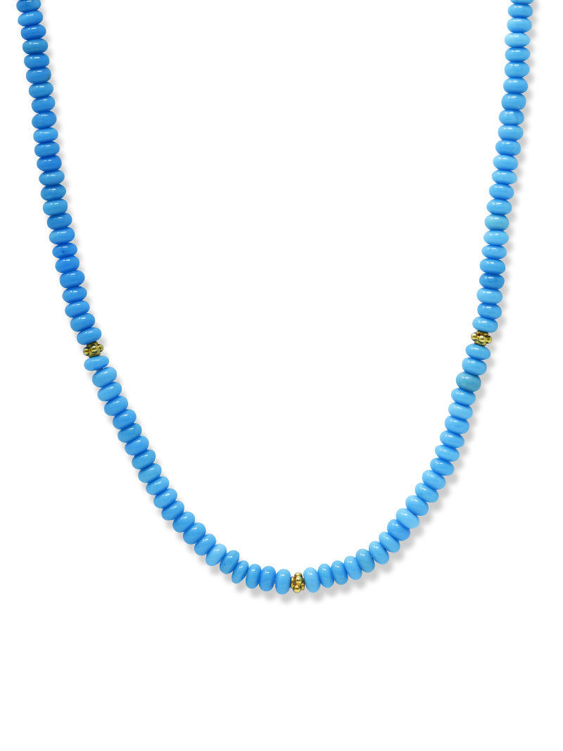 Collier Bohème à Rondelles Turquoise Lisse Sleeping Beauty