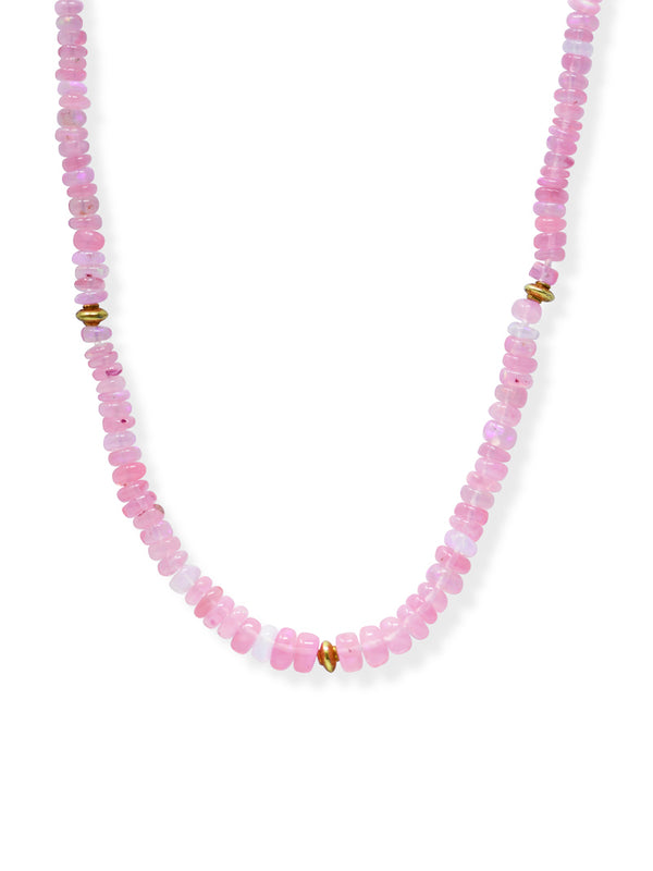 Bohème Faceted Pink Opal Ethiopian Rondelle Necklace