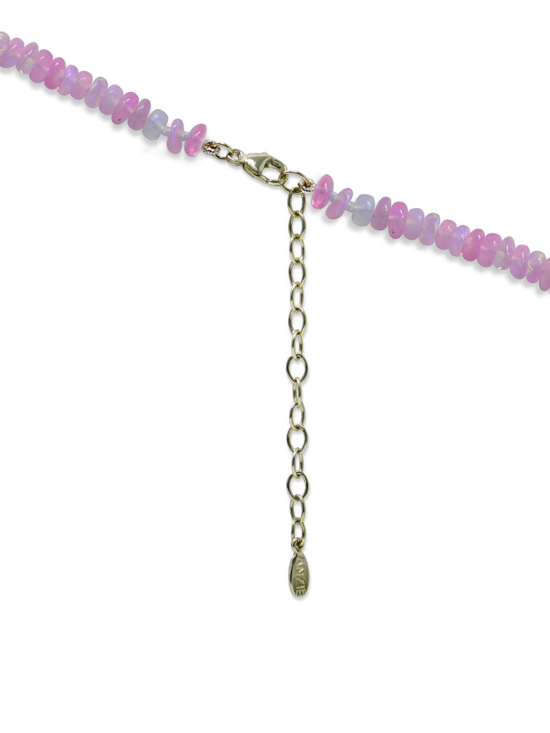 Bohème Faceted Pink Opal Ethiopian Rondelle Necklace