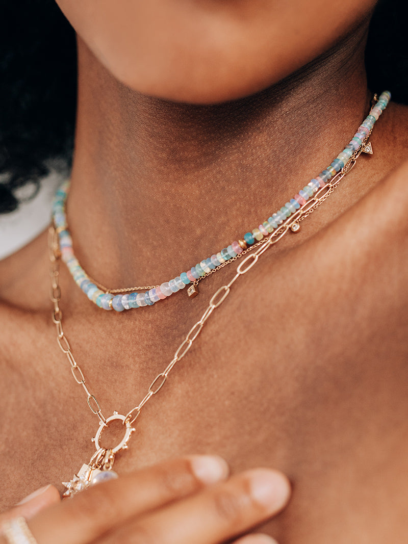 Collier Bohème à Rondelles Opale Disco