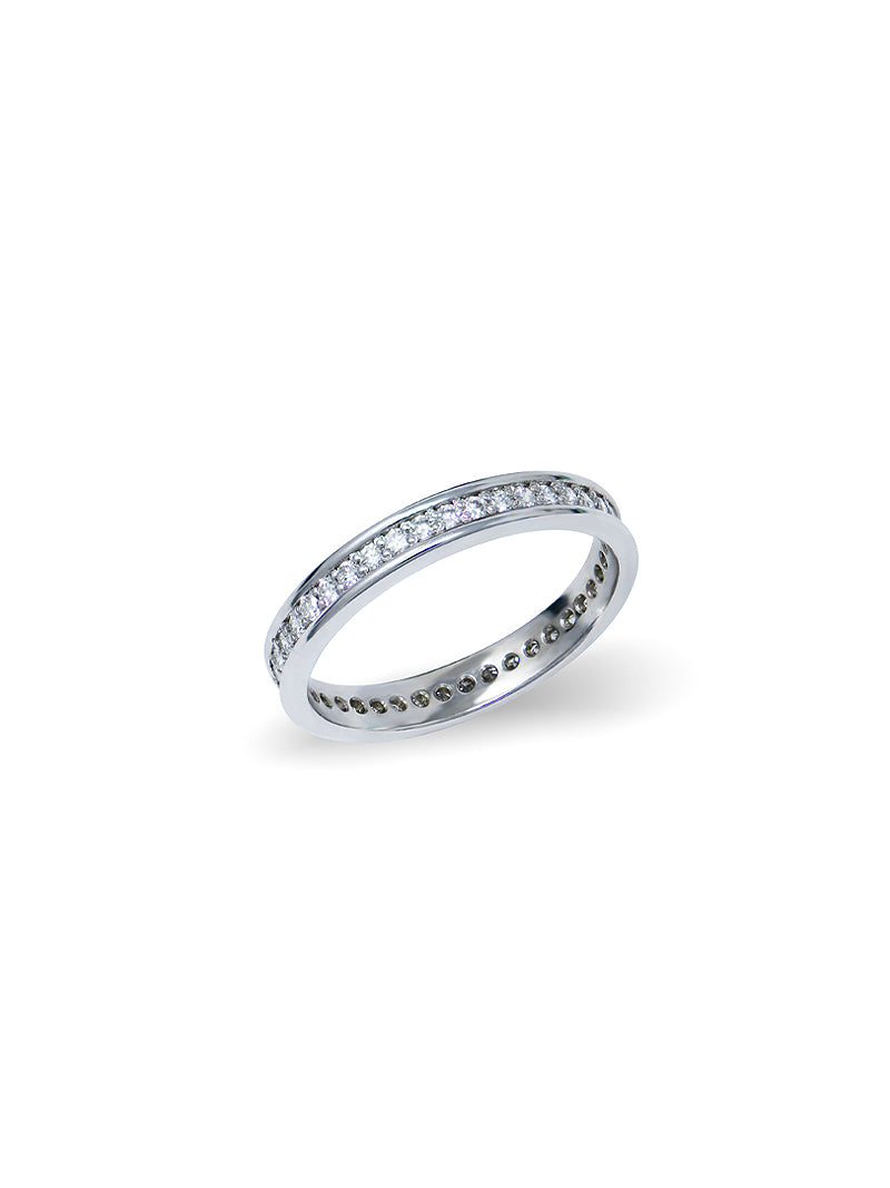 Bague d'éternité Pavé en Or Blanc Classique