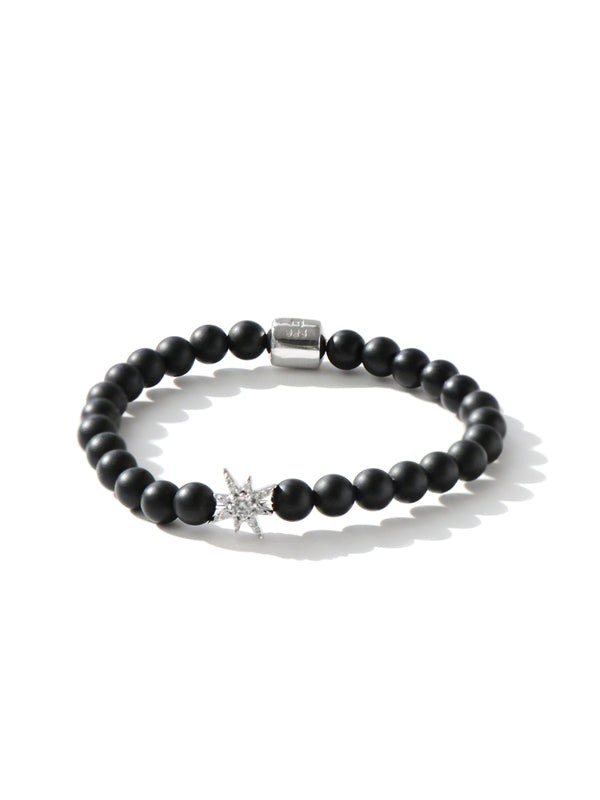 Bracelet Bohème Onyx Noir Givré Éclat d’Étoile Argent