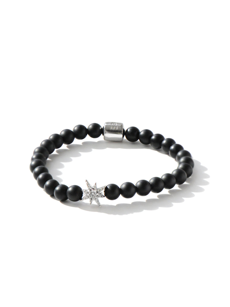 Bohème Silver Starburst Frosted Black Onyx Bracelet