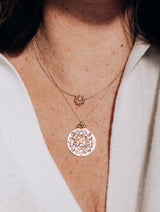 Dew Drop Diamond Marine Circle Pendant Necklace