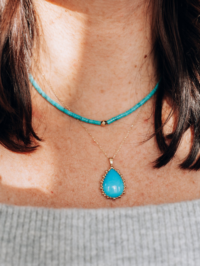 Bohème Turquoise Heishe Rondelle Necklace
