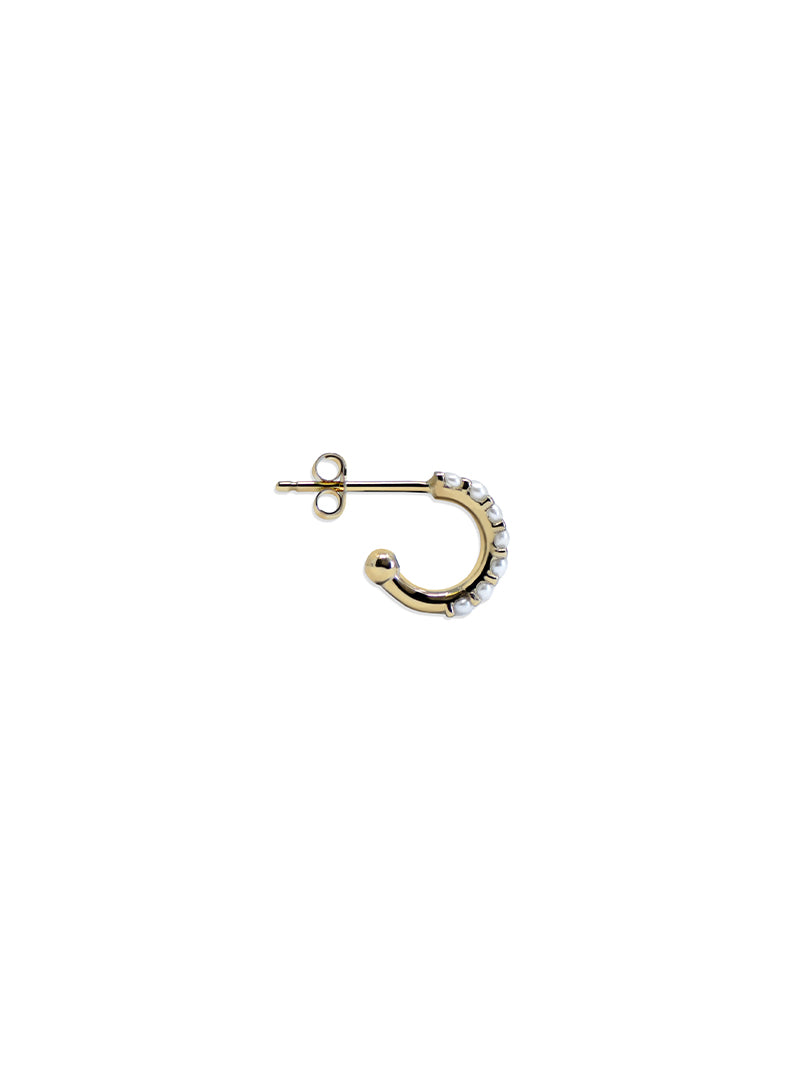 Jac+Jo Modern Pearl Mini Pavé Huggies